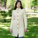 A20254 NATURAL WHITE Colour Cable Merino Aran Jacket Gaelsong
