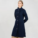 Cable Merino Aran Jacket Navy Front View Studio Gaelsong