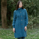 A20254 TEAL BLUE Colour Cable Merino Aran Jacket Gaelsong
