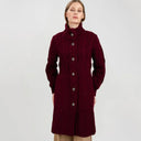 Cable Merino Aran Jacket Wine Front View Studio Gaelsong