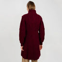 Cable Merino Aran Jacket Wine Back View Studio Gaelsong