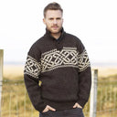A20257 BROWN Colour Celtic Troyer Sweater Gaelsong