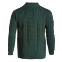A20258 ARMY GREEN Colour Men's Merino Half Zip Aran Sweater Studio Back Side Gaelsong