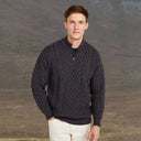 Men's Merino Half Zip Aran Sweater