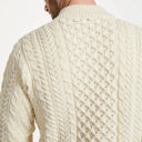 A20258 WHITE Colour Men's Merino Half Zip Aran Sweater Back Side Gaelsong