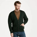 A20259 ARMY GREEN Colour Traditional Merino V-Neck Aran Cardigan Gaelsong