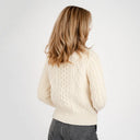 Heavyweight Merino Turtleneck Aran Sweater White Back View Gaelsong