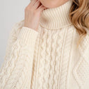 Heavyweight Merino Turtleneck Aran Sweater White Gaelsong