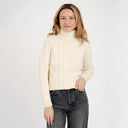 Heavyweight Merino Turtleneck Aran Sweater White Studio Gaelsong