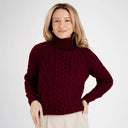 Heavyweight Merino Turtleneck Aran Sweater Wine Studio Gaelsong