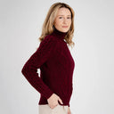 Heavyweight Merino Turtleneck Aran Sweater Wine Side View Gaelsong