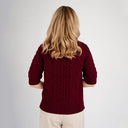 Womens Short Sleeve Aran Sweater Wine Back View Gaelsong