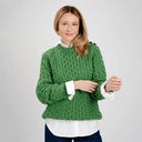 Side Button Honeycomb Irish Sweater Green Gaelsong