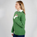 Side Button Honeycomb Irish Sweater Green Side View Gaelsong