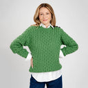 Side Button Honeycomb Irish Sweater Green Front Gaelsong