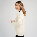 Side Button Honeycomb Irish Sweater White side view Gaelsong