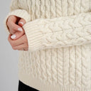 Side Button Honeycomb Irish Sweater White Front Gaelsong