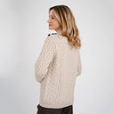 Side Button Honeycomb Irish Sweater Parsnip Side View Gaelsong