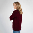 Side Button Honeycomb Irish Sweater Wine Side View Gaelsong