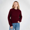 Side Button Honeycomb Irish Sweater Wine Gaelsong