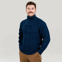 Men's Merino Half Zip Irish Sweater Blue Side View Studio Gaelsong