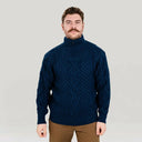 Men's Merino Half Zip Irish Sweater Blue Studio Gaelsong
