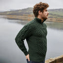Men's Merino Half Zip Irish Sweater White Green Lifestyle Gaelsong