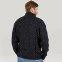Men's Merino Half Zip Irish Sweater White Grey Back View Gaelsong