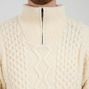 Men's Merino Half Zip Irish Sweater White Gaelsong