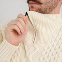Men's Merino Half Zip Irish Sweater White Front Gaelsong