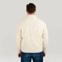 Men's Merino Half Zip Irish Sweater White Back View Gaelsong