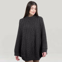 Irish Country Knit Poncho Charcoal Front View Gaelsong