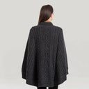 Irish Country Knit Poncho Charcoal Back View Gaelsong