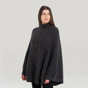 Irish Country Knit Poncho Charcoal Side View Gaelsong