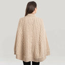 Irish Country Knit Poncho Parsnip Back View Gaelsong