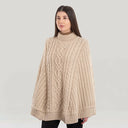 Irish Country Knit Poncho Parsnip side View Gaelsong