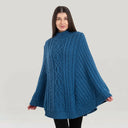 Irish Country Knit Poncho Teal  Blue  Gaelsong