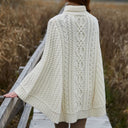 Irish Country Knit Poncho White Back View Lifestyle Gaelsong
