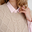 Knit Fisherman Irish Wool Vest Parsnip  Gaelsong