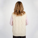 Knit Fisherman Irish Wool Vest White Back View Gaelsong