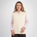 Knit Fisherman Irish Wool Vest White Front View Gaelsong