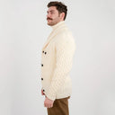 Double Breasted Shawl Irish Cardigan White Side View Gaelsong