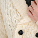 Double Breasted Shawl Irish Cardigan White Front Gaelsong
