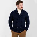 A20271 Navy Colour Double Breasted Shawl Irish Cardigan Gaelsong
