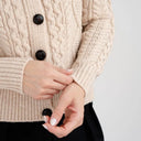 Classic Merino Wool Aran Knit Cardigan Parsnip Gaelsong