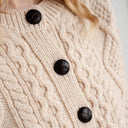 Classic Merino Wool Aran Knit Cardigan Parsnip Gaelsong