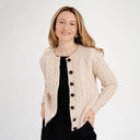 Classic Merino Wool Aran Knit Cardigan Parsnip Color Gaelsong