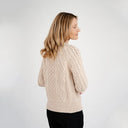 Classic Merino Wool Aran Knit Cardigan Parsnip Side View Gaelsong