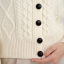 Classic Merino Wool Aran Knit Cardigan White Gaelsong