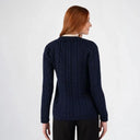 A20273 Merino Knit Aran Cardigan with Buttons Navy Gaelsong
